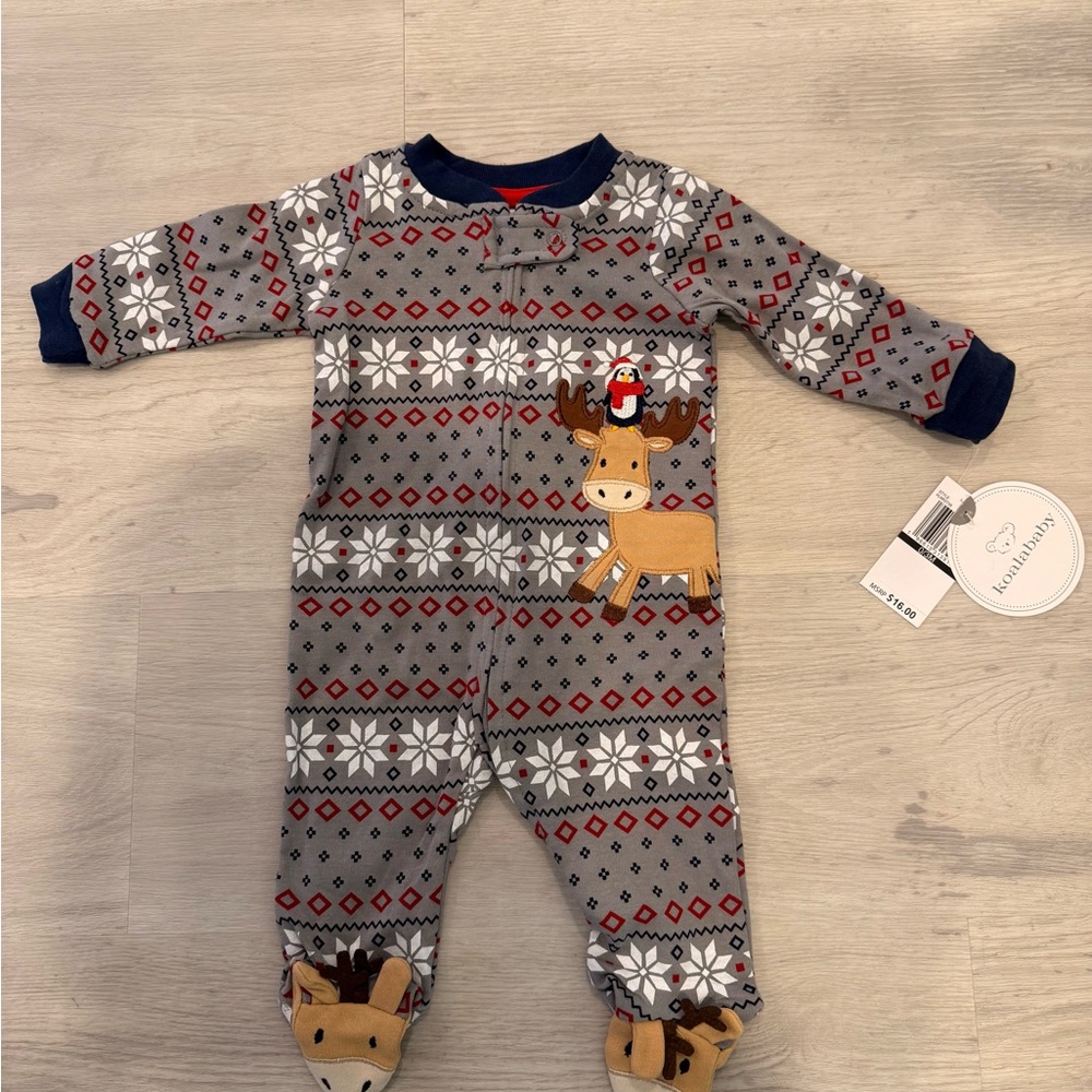 Koala Gray and Red Reindeer Footie